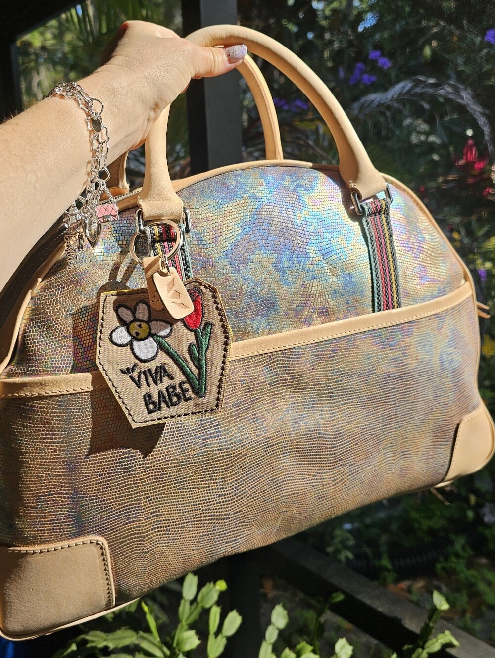 Consuela Gloria Commuter ✨ Rare Iridescent Leather Weekender Bag NWT
